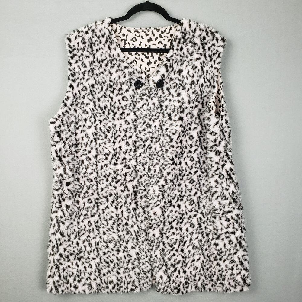 Women's XL‎ Fuzzy Animal Print Vest Pink Black Cheetah Leopard Glam Mob Wife